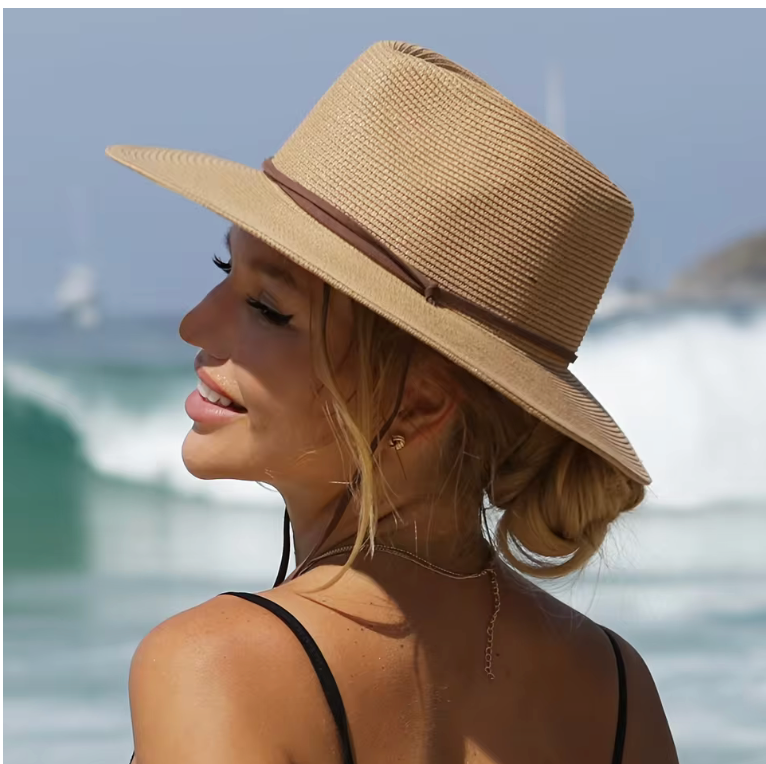 👒 Classic Wide-Brim Beach Hat – Sun-Kissed Elegance