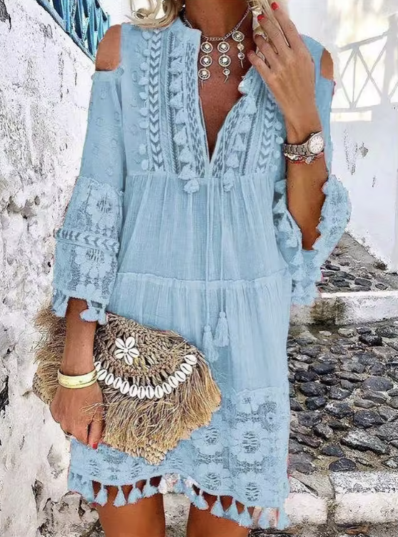 🌸 Boho Lace Beach Dress – Effortless Ibiza Glamour