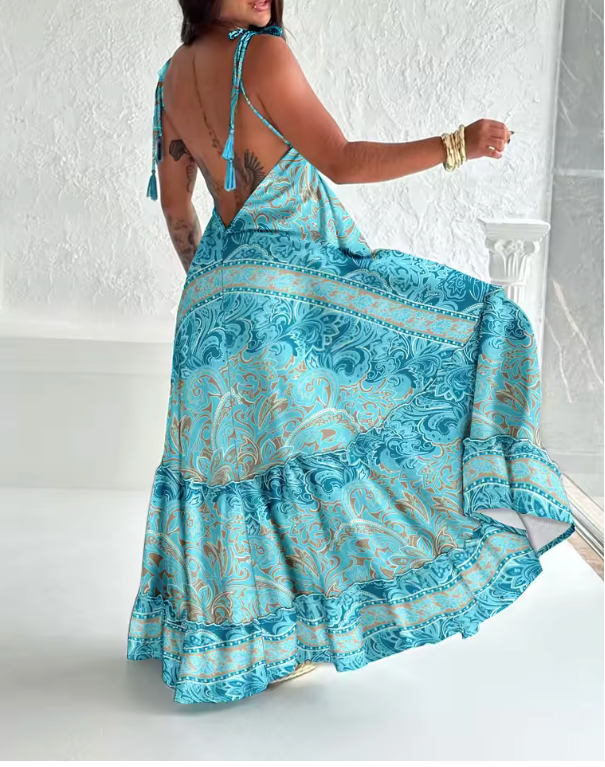 💙 Blue Breeze Boho Maxi Dress – Light, Flowy, & Fabulous